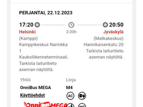 Onnibus pe 22.12. Helsinki-Jyväskylä, Matkat, risteilyt ja lentoliput, Matkat ja liput, Jyväskylä, Tori.fi Onnibus pe 22.12. Helsinki-Jyväskylä, Matkat, risteilyt ja lentoliput, Matkat ja liput, Jyväskylä, Tori.fi