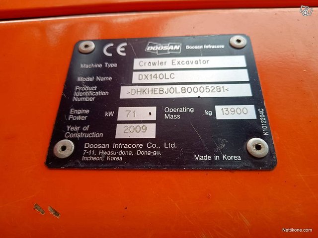 Doosan DX140LC KALLISTAJA PYÖRITTÄJÄ 16