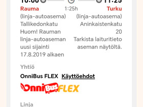 Bussilippu klo 10 Rauma-Turku, Matkat, risteilyt ja lentoliput, Matkat ja liput, Turku, Tori.fi