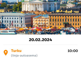 Onnibus Turku-Helsinki 20.2. 10-12.20, Matkat, risteilyt ja lentoliput, Matkat ja liput, Helsinki, Tori.fi