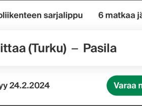 VR-matkaliput TURKU-HELSINKI ja HELSINKI-TURKU, Matkat, risteilyt ja lentoliput, Matkat ja liput, Turku, Tori.fi
