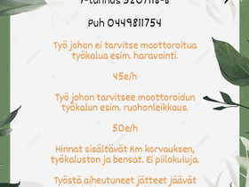Pihatyötä tarjolla Esim. lumenkolaus, Palvelut, Pori, Tori.fi