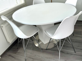 Pyöreä pöytä 120cm ja 4kpl tuoleja, Pöydät ja tuolit, Sisustus ja huonekalut, Vantaa, Tori.fi