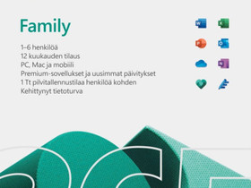 Microsoft 365 Family 15 kuukauden lisenssi, Tietokoneohjelmat, Tietokoneet ja lisälaitteet, Kouvola, Tori.fi