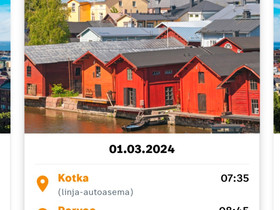 Onnibus 1.3 Kotka - Porvoo opiskelijalippu, Matkat, risteilyt ja lentoliput, Matkat ja liput, Kotka, Tori.fi