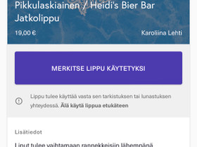 Heidis pikkulaskianen jatkolippu, Matkat, risteilyt ja lentoliput, Matkat ja liput, Salo, Tori.fi