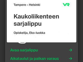 Helsinki-Tampere opiskelija, Matkat, risteilyt ja lentoliput, Matkat ja liput, Tampere, Tori.fi