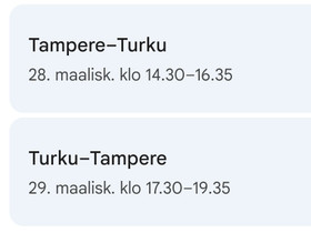 Onnibus Tampere Turku Tampere 28-29.3., Matkat, risteilyt ja lentoliput, Matkat ja liput, Kangasala, Tori.fi