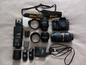 Nikon D610 + 3 objektiivia ja muuta tarviketta, Kamerat, Kamerat ja valokuvaus, Lappeenranta, Tori.fi