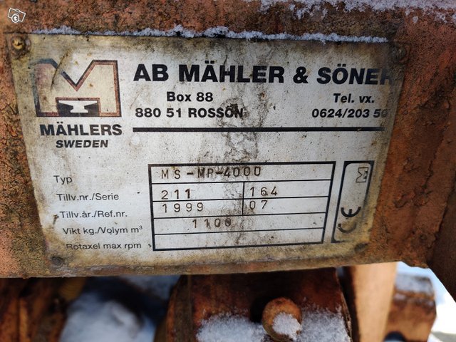 Alueaura Mahlers 400cm - Volvo-kiinnike 14