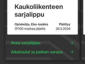 TRE-TKU (tai TKU-TRE) opiskelijasarjalippuja, Matkat, risteilyt ja lentoliput, Matkat ja liput, Turku, Tori.fi