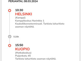 Onnibus helsinki-kuopio, Matkat, risteilyt ja lentoliput, Matkat ja liput, Helsinki, Tori.fi