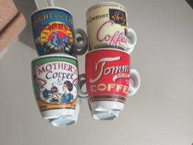 Nostalgiset Tommy's Brand Coffee Vintage 1996 cappuccino-kupit, 4 kpl setti, Antiikki ja taide, Sisustus ja huonekalut, Jyvskyl, Tori.fi