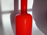 Otto Brauer Holmegaard taidelasi pullo punainen