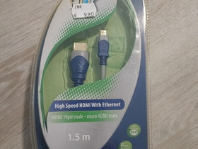 HDMI - micro HDMI kaapeli, 1,5metri, Muu viihde-elektroniikka, Viihde-elektroniikka, Seinjoki, Tori.fi