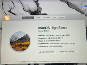 MacBook Pro Late 2012, 13-inch retina, Kannettavat, Tietokoneet ja lislaitteet, Jyvskyl, Tori.fi