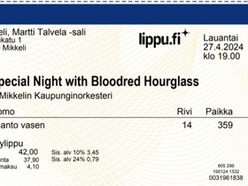 Konserttiliput Blood red hourglass, Pelit ja muut harrastukset, Kouvola, Tori.fi