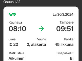 30.3.2024 Kauhava-Tampere-Parkano, Matkat, risteilyt ja lentoliput, Matkat ja liput, Kauhava, Tori.fi