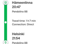 25.3.2024 Junalippu Hmeenlinna-Helsinki