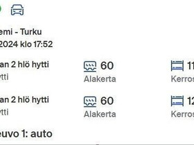 5.4. Rovianniemi - Turku, 4 hl + auto, Matkat, risteilyt ja lentoliput, Matkat ja liput, Kaarina, Tori.fi