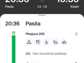 Pasila - Kolari 4.4. 2kpl junalippua makuuhytti + ajoneuvo / autopaikka, Matkat, risteilyt ja lentoliput, Matkat ja liput, Helsinki, Tori.fi