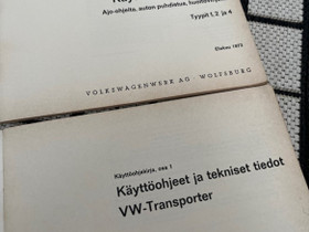 Volkswagen ja transporter ohjekirjat 1973, Lisvarusteet ja autotarvikkeet, Auton varaosat ja tarvikkeet, Helsinki, Tori.fi