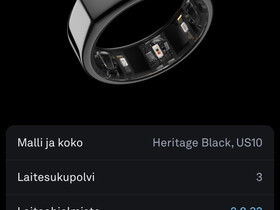 Oura Gen 3 Heritage Black Size 10, Muu urheilu ja ulkoilu, Urheilu ja ulkoilu, Lappeenranta, Tori.fi