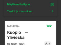 Ylivieska Kuopio vr junaliput