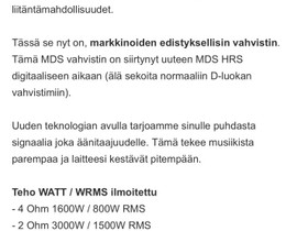 Mds t7 monovahvistin, Autostereot ja tarvikkeet, Auton varaosat ja tarvikkeet, Salo, Tori.fi
