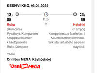 Onnibus Ruka-Helsinki 3.4.