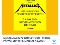 Metallica lippu olympiastadionille