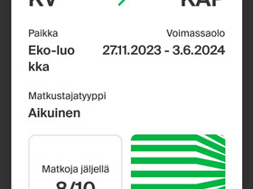 VR sarjalippu Kouvola-Kpyl (Tikkurila/Pasila), Matkat, risteilyt ja lentoliput, Matkat ja liput, Yljrvi, Tori.fi