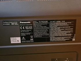 42 tuumainen Panasonic TX-P42X20E  televisio, Digiboksit, Viihde-elektroniikka, Vantaa, Tori.fi