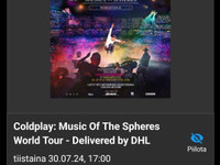 Coldplay lippu 30.7 permanto