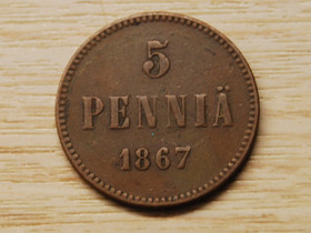 Suomi, 5 penni 1867 Aleksanteri II Suuriruhtina, Rahat ja mitalit, Kerily, Vantaa, Tori.fi