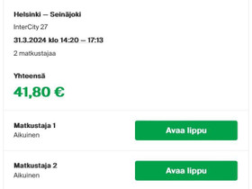 VR junalippu kahdelle Helsinki - Seinjoki, Palvelut, Seinjoki, Tori.fi