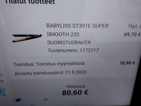 Babyliss suoristusrauta, Muut asusteet, Asusteet ja kellot, Vantaa, Tori.fi