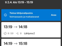 Junalippu Lahti-Hki 2.4.
