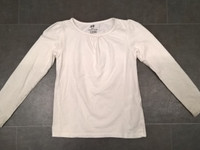 Lasten valkoinen pitkhihainen pusero, 110/116 cm