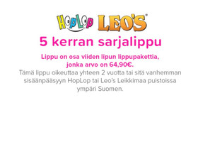 HopLop-liput 2 kpl, Muut lastentarvikkeet, Lastentarvikkeet ja lelut, Nurmijrvi, Tori.fi