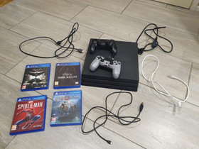 Playstation 4 Pro ja kaksi ohjainta sek pelej, Pelikonsolit ja pelaaminen, Viihde-elektroniikka, Kaarina, Tori.fi