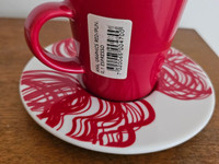 Iittala Aika graphics espressokuppi + lautanen punainen