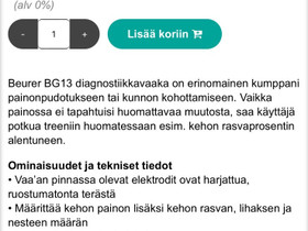 Beurer BG13 Diagnostiikkavaaka, Muut kodinkoneet, Kodinkoneet, Turku, Tori.fi