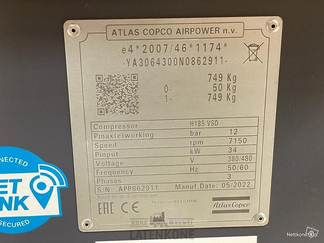 Atlas Copco E-Air H185 VSD Vaunukompressori 11