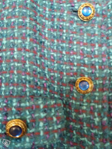 vuorellinen turkoosinkirjava vintage jakku. Koko n. 40, kuva 1