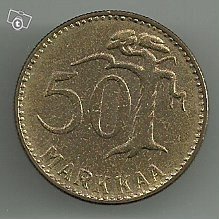 Leimakiiltonen Suomi kolikko 50 markkaa vuodelta 1962, kuva 1