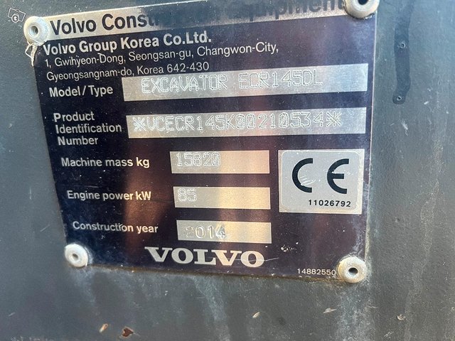 Volvo ECR 145 D / Engcon, Kauha, Rasvari, Uudet ketjut 16