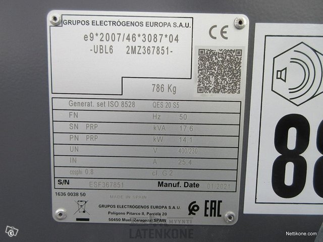 Atlas Copco QES 20 50 Hz Generaattori StageV Vetovarustuksella 18