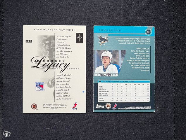 Wayne Gretzky & Teemu Selänne jääkiekkokortit, kuva 1