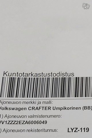 VW crafter LYZ-911 (kuntotarkastus raportti)